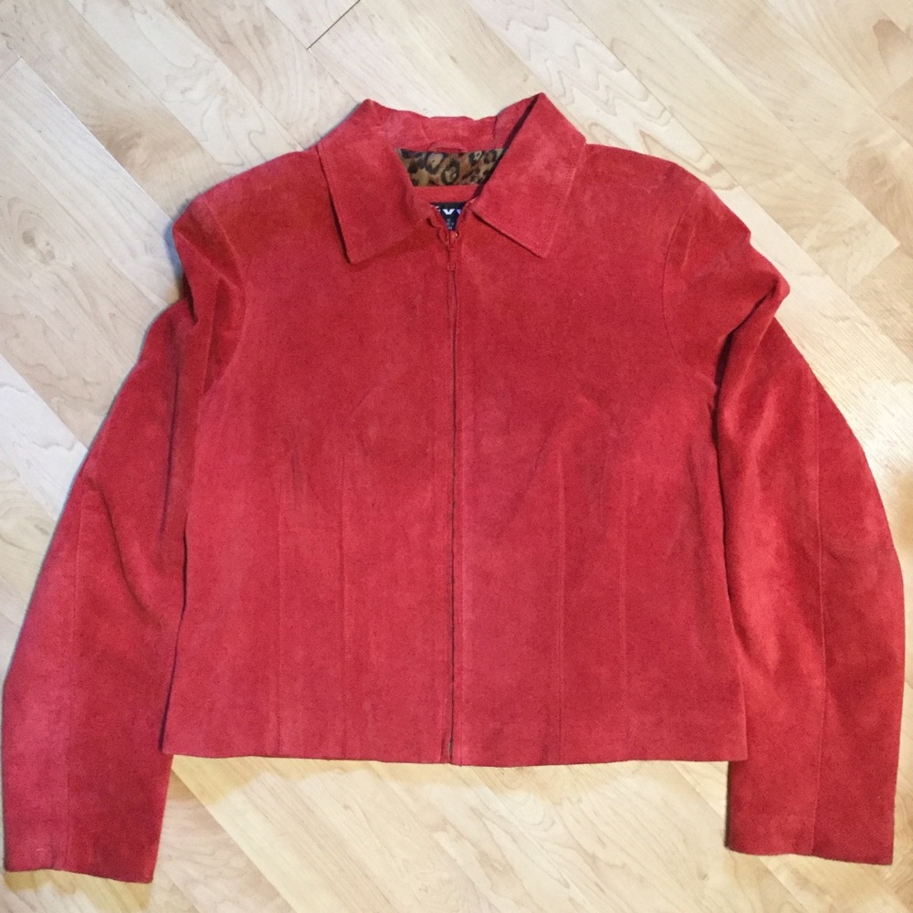 Revue Red Suede Jacket COOL Leopard Lining 😍😍😍